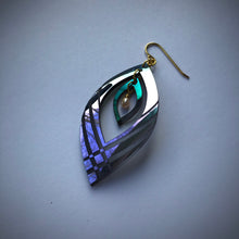 Indlæs billede til gallerivisning Oyster øreringe - sæt changerende mermaid-lilla