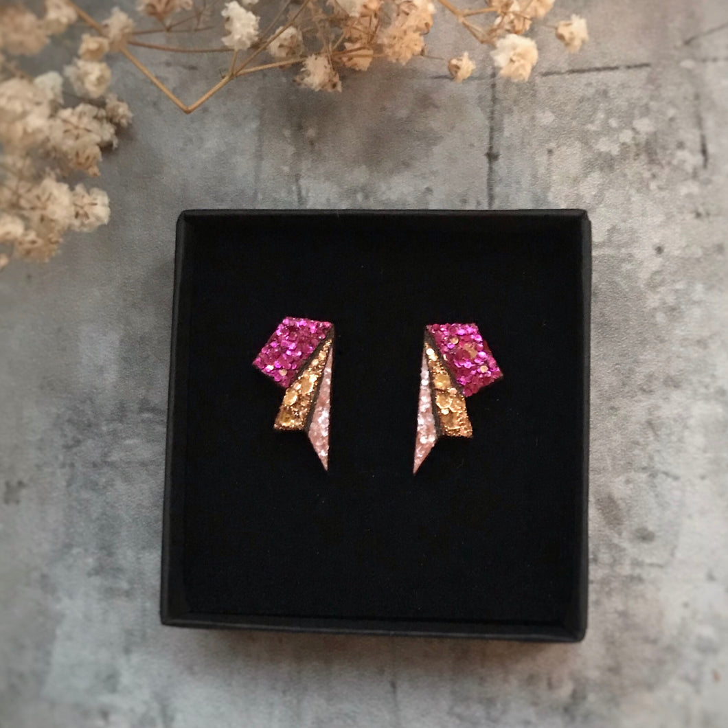 Small Wings Tripple Glitter - Pink ørestikker